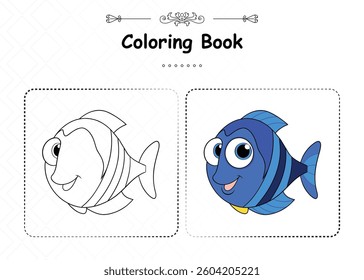 Unique Blue Tang Coloring Animal Design