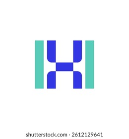Unique Blue and Teal Block H Logo