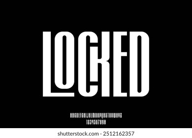 Unique bold condensed locked alphabet display font vector with ligature style