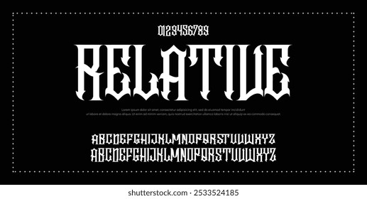 Unique bold condensed locked alphabet display font vector with ligature style