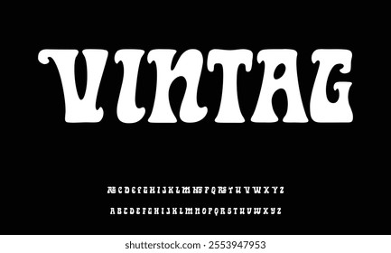 Unique bold groovy font vector retro style