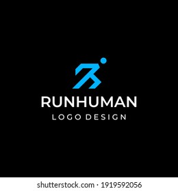 The unique bold logo of the letter R and the running man is designed with geometric lines.
EPS 10, Vector.
