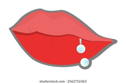 Unique and bold round mouth piercing illustration, showing off body art, perfect for branding, advertising, posters or merchandise.