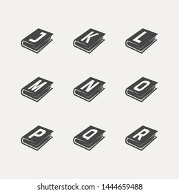 Unique Book Abjad JKLMNOPQR Vector