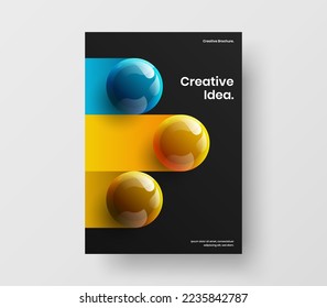 Einzigartige Buchcover-Design-Vektorvorlage. Modernes, realistisches Sphären-Präsentationskonzept.