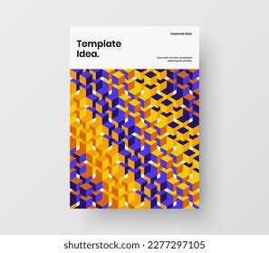 Unique book cover vector design concept. Trendy mosaic tiles flyer layout.