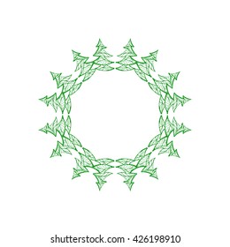 unique book square page  - floral authentic circle design, joy to older children and adult colorists, who like line art and creation, vector illustration.The Christmas tree.