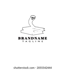 logotipo de ratón de biblioteca único caricatura plantilla de diseño de icono negro vector aislado