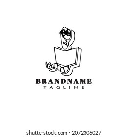 unique bookworm logo cartoon icon design template black modern vector illustration