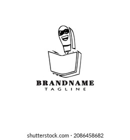 logotipo de ratón de biblioteca único diseño de icono de dibujos animados negro moderno vector aislado lindo