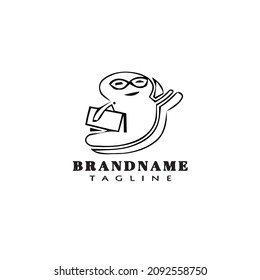 unique bookworm logo cartoon icon design black modern isolated vector illustration