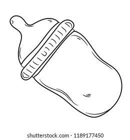 unique bottle of baby pacifier doodle cute  vector icon