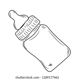unique bottle of baby pacifier doodle cute  vector icon