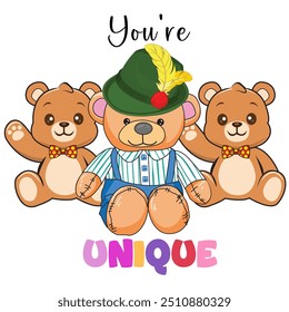 unique boy bear cute vector illustration.