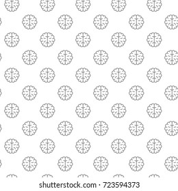 Unique Brain Seamless Pattern With Various Icons And Symbols On White Background Flat Vector Illustration