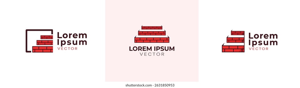 Unique brick with stairs vector logo design