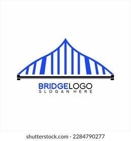 Unique bridge vector logo design with suspension construction concept.
