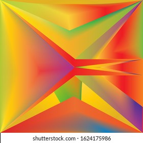 Unique bright multi colored futuristic themed poly shape.