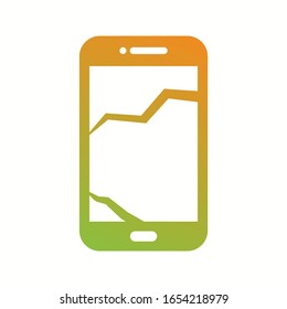 Icono de glifo de vectores de teléfonos celulares rotos único
