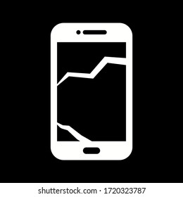 Icono de glifo de vectores de teléfonos celulares rotos único