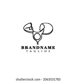 unique broken egg logo cartoon design simple icon black modern isolated vector illustration