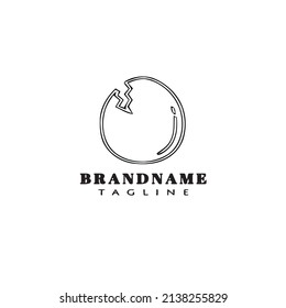 caricatura del logotipo del huevo roto único icono de plantilla simple ilustración del vector aislado negro