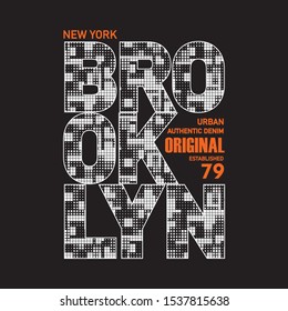 unique brooklyn designs with abstract textures for t-shirt designs, Typography Vector Illustration - Stock Vector