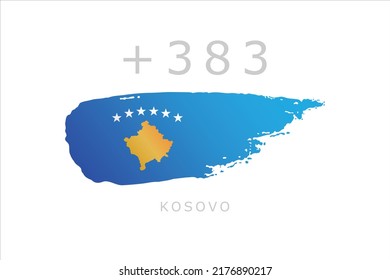 Bandera única de color con estilo de pincel del área de código de Kosovo