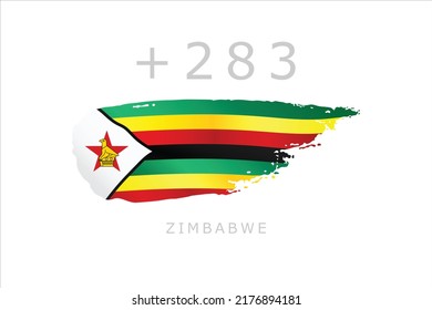 Unique brush style grunge flag of Zimbabwe with code area