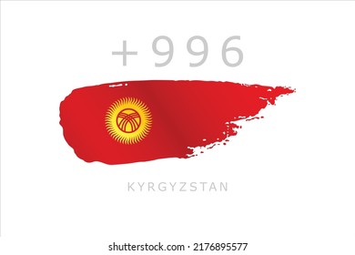 Unique brush style grunge flag of Kyrgyzstan with code area