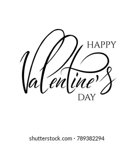 Unique brushpen lettering Valentines Day. Coligrafic composition for use on greeting cards or souvenirs: cups, T-shirts and more. Vector illustration isolated on white background