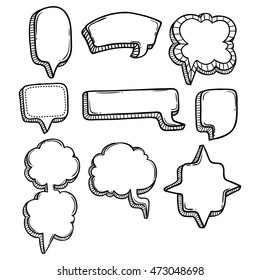 unique bubble chat or speech using doodle art