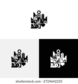 einzigartiges Gebäude einzigartiges 4-Logo-Design-Symbol Illustration