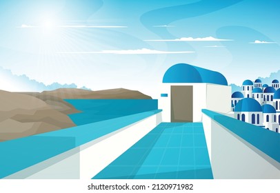 Unique Building Santorini Greek Summer Vacation Tour Travel Tourism View