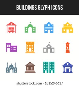 Unique Buildings Glyph icon set