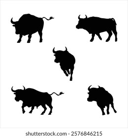 Unique Bull Silhouette Collection Design