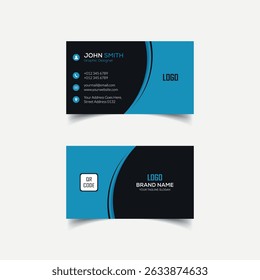 	
Unique Business Card Template With Black and Blue Accents