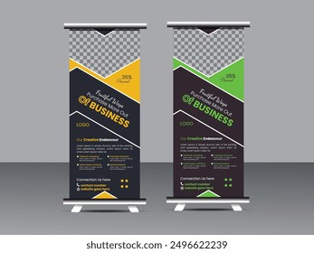 Unique Business or Corporate Roll Up Banner or Poll Up Banner Road Standing Banner Poster Design.