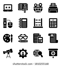 Unique Business and Education Icons in Solid Style 