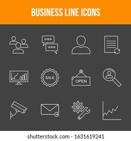 Unique Business Line Icons Set	
