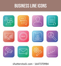 Unique Business Line Icons Set	