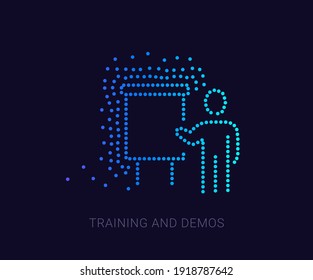 Unique Business Presentation, Training Icon, made of multiple dots, Halftone Icon. Premium quality graphic design. Modern signs, dotted symbols collection, exclusive icon for websites, Campaign, logo 