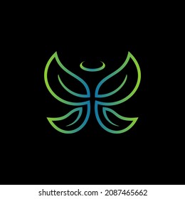 Diseño del logotipo del logotipo del ángulo de mariposa único