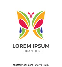 unique butterfly logo design with flat colorful style