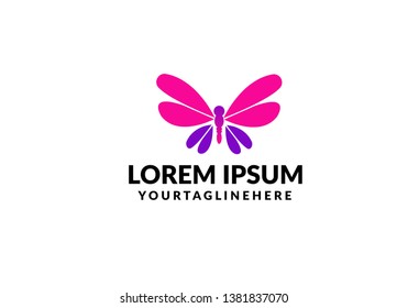 Unique butterfly logo template.simple shape and color. vector. editable
