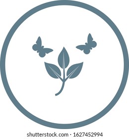 Unique Butterfly on Leafs Vector Glyph Icon