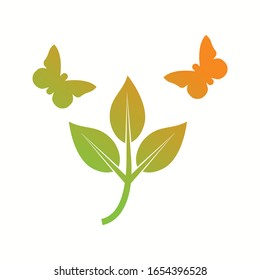 Unique Butterfly on Leafs Vector Glyph Icon