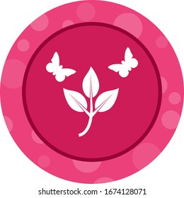 Unique Butterfly on Leafs Vector Glyph Icon