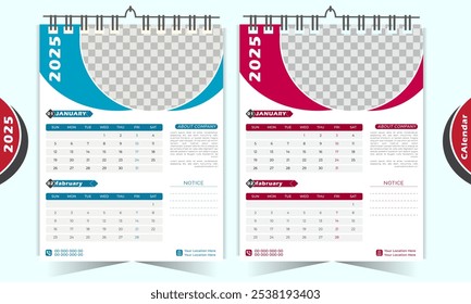 unique Calendar 2025 corporate template design set. Monthly planner design in corporate and business style