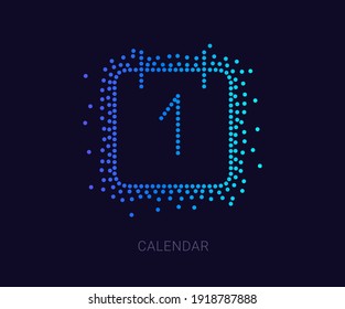 Unique Calendar icon, made of multiple dots, Halftone Icon. Premium quality graphic design. Modern signs, dotted symbols collection, exclusive icon for websites, Campaign, logo design, mobile app,